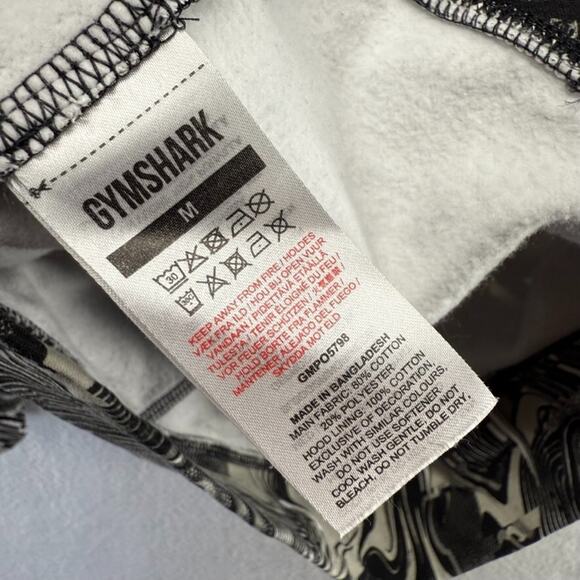 Gymshark Sweatshirt Men's Medium Black Gray Hoodie Marble Dyed Hoodie Workout - Picture 10 of 11